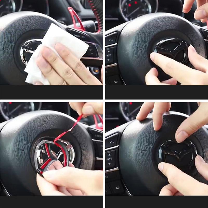 1pc ABS Car Steering Wheel Center Emblem Sticker for Mazda 3 CX3 CX4 CX5 CX7 CX8 CX9 CX30 RX7 Atenza Axela Interior Decoration