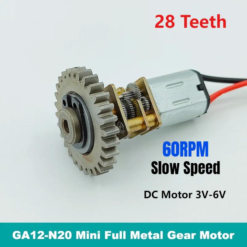 

1PC Mini N20 12mm Full Metal Gearbox DC Motor 3V-6V 60RPM Slow Speed 28 Teeth Gear Wheel for DIY Toy 0