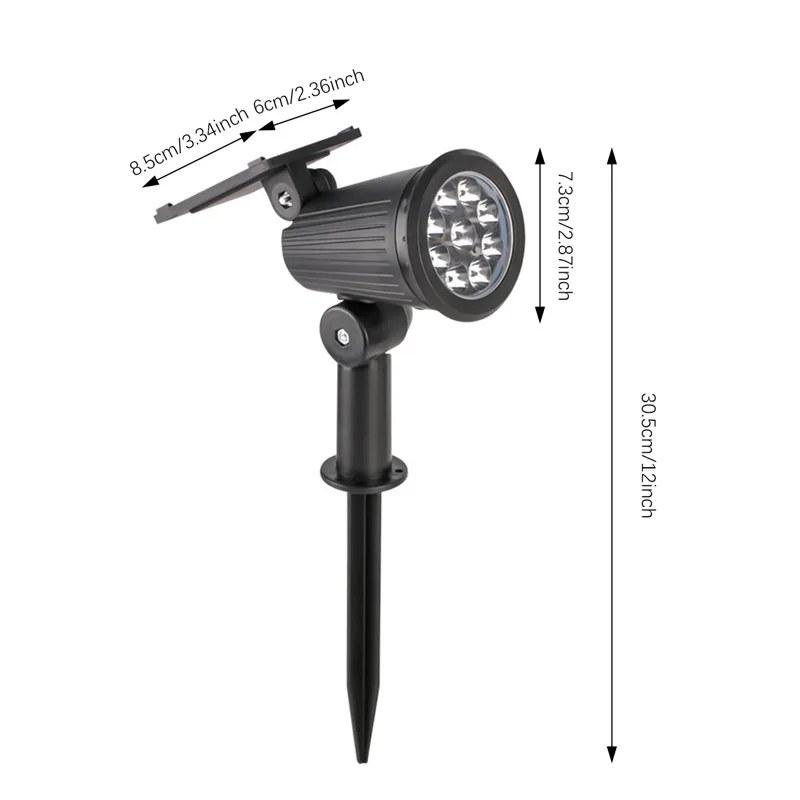 9 LED solar spotlights, utendørs IP65 vanntett, spotlys, lysstyrke justerbar for hage bakgård oppkjørselen uteplass lovdekor