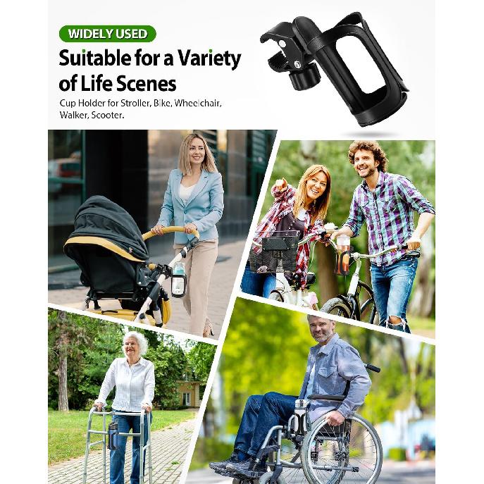 Adjustable Stroller Water Bottle Holder - 360° Rotating Bike Cage for Stroller Accessories Cup Holders 5