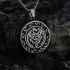Vintage Stainless Steel Men's Pendant Celtic Knot Double Sided Dragon Round Medallion Necklace