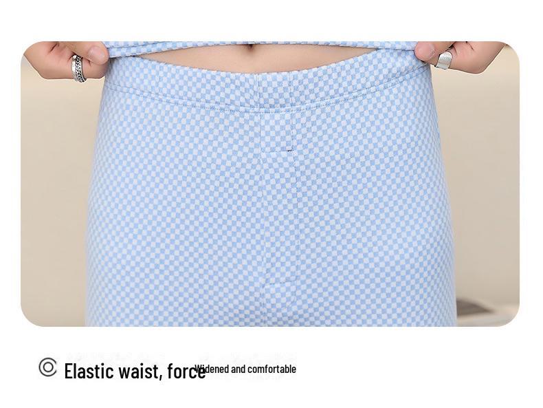 Men's Seamless Thermal Underwear Set - Thin Plaid V-Neck for Autumn/Winter