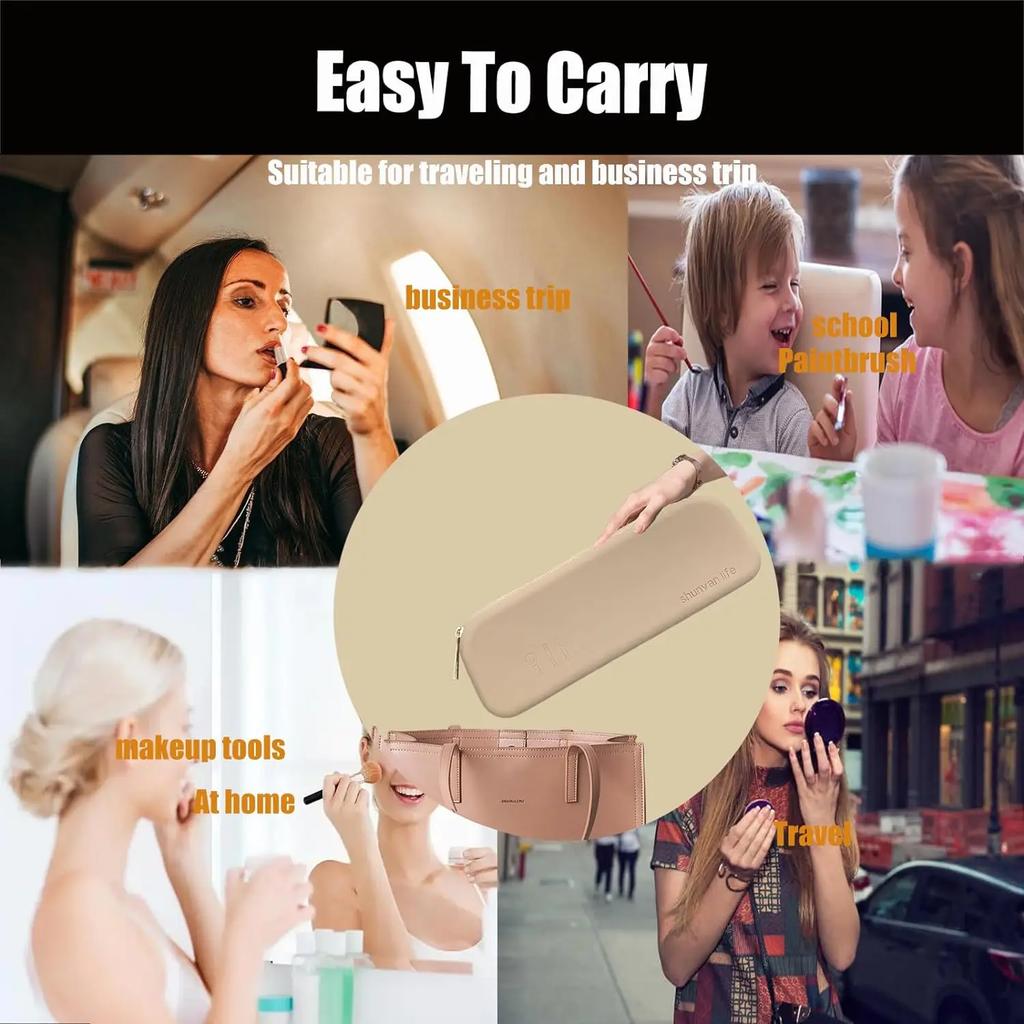 Silicone Makeup Brush Holder, Large Capacity Makeup Brush Bag, Portable Travel Cosmetic Brush Bag for Travel and Daily