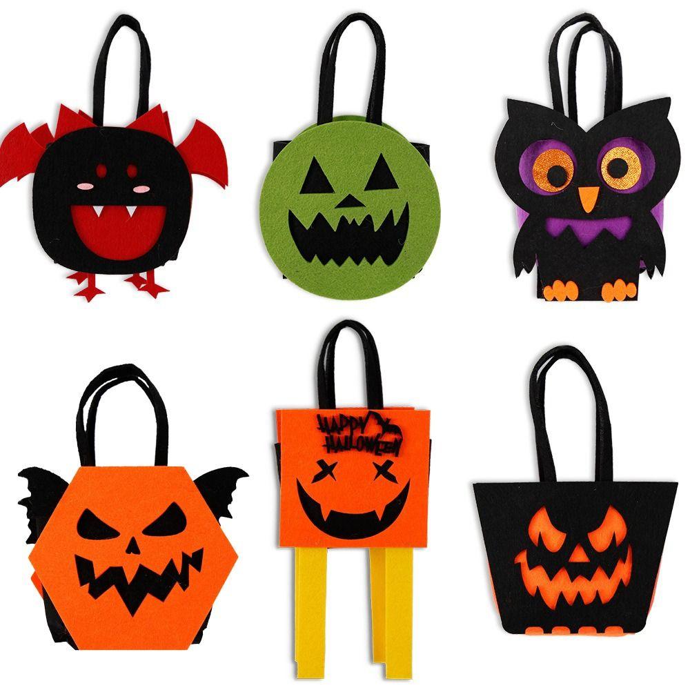 Felt Material Halloween Trick-or-Treat Bag Handheld Size Stereo Design Goody Bags Non-woven Tote Classic Elements