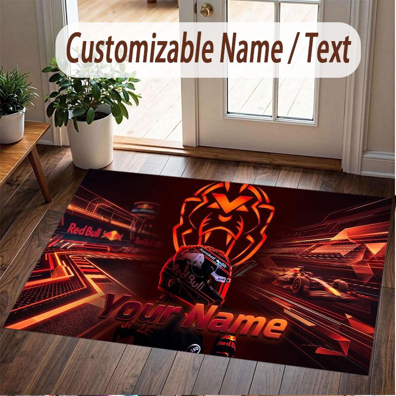 Tappeto Personalizzato Modello Max Verstappen Stampa Nome Testo Morbido Antiscivolo Tappeto per Pavimento per Decorazione Interna Casa