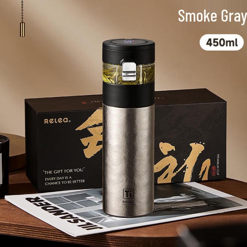 RELEA Smart Titanium Insulated Tea Infuser Tumbler with Temperature Display