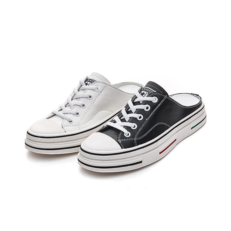 Women's shoes 2025 new heelless lazy shoes women's little white shoes half tray Korean version summer flat sandals spot