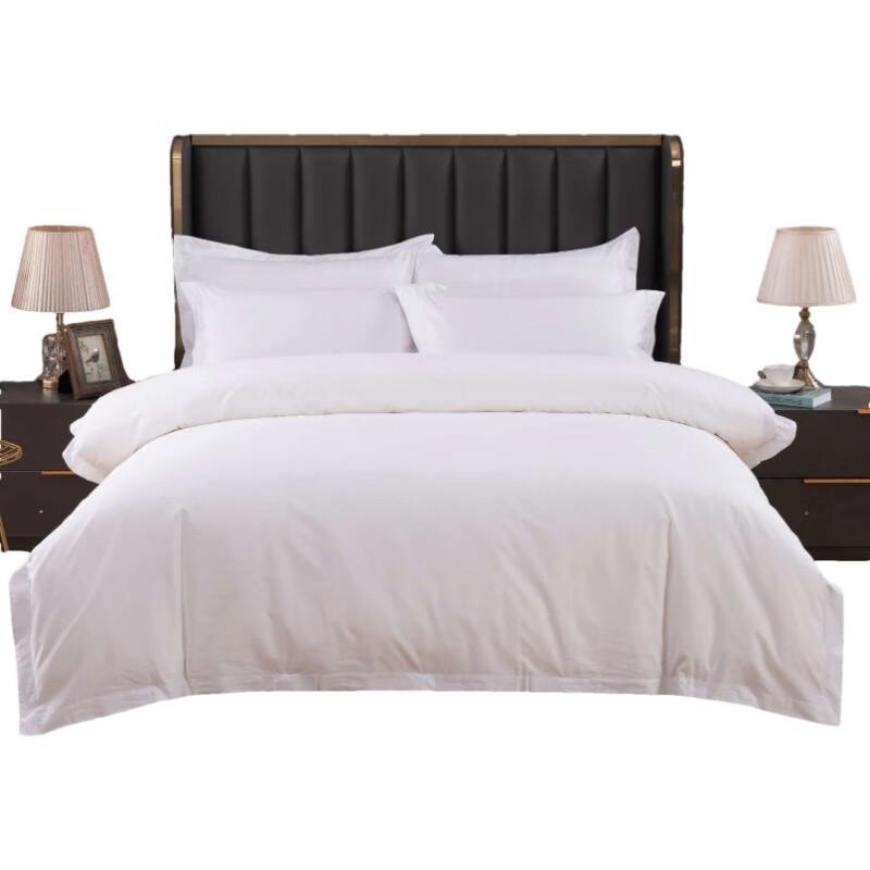 Mling 60S Sateen Stripe Pure White 100% Cotton Hotel Bedding