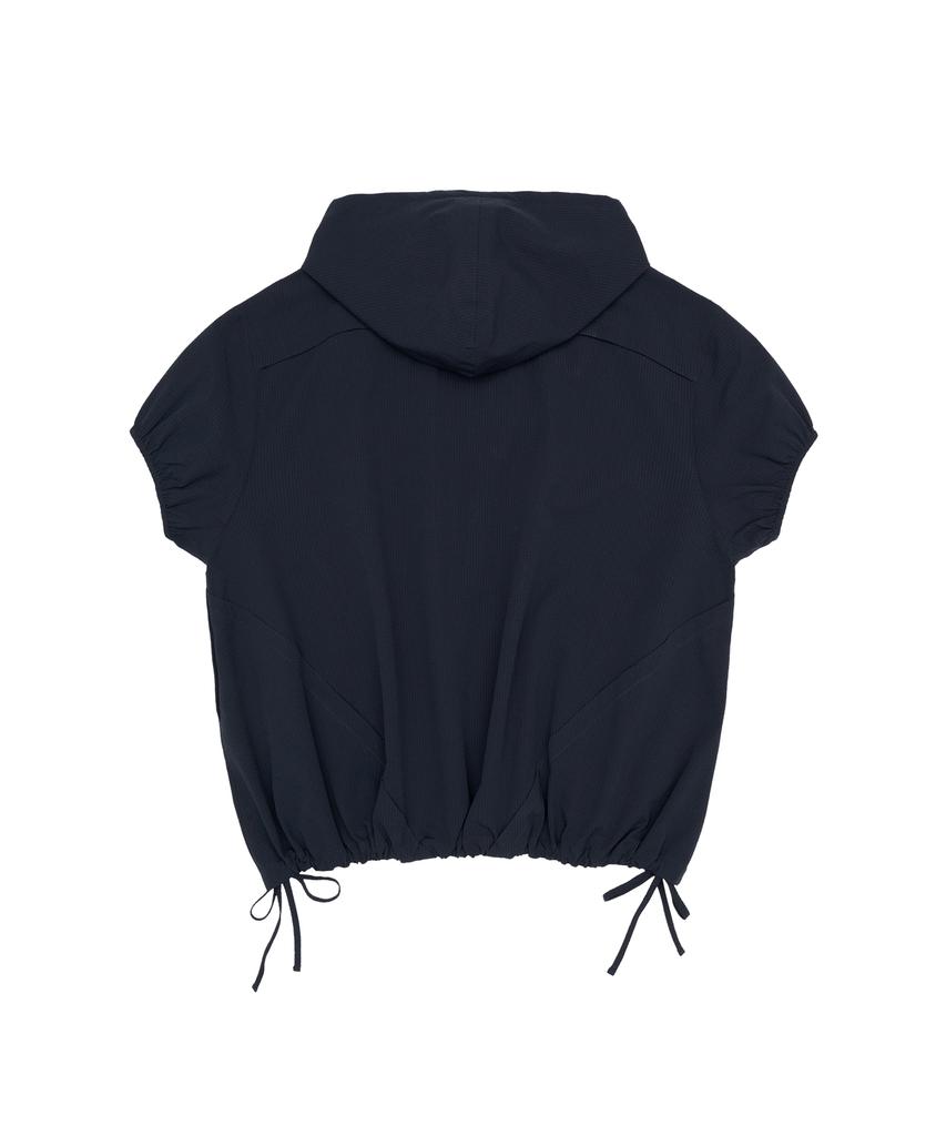 Overfit Wrinkle Shortsleeve Hoodie Navy