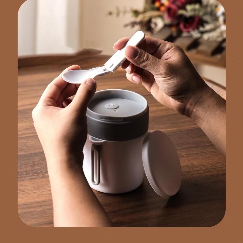 Japonská krabička na oběd s nádobím Mikrovlnné Bento boxy Pohárek na polévku Přenosná Studentská Dvouvrstvá Krabička na jídlo