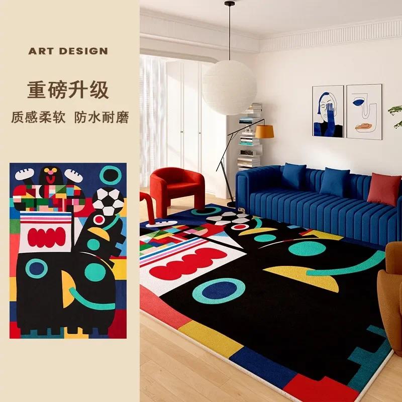 Living Room Carpet Art Irregular Color Abstract Home Bedroom Bedside Mat Easy To Care Cloakroom Coffee Table Rug Tapis 