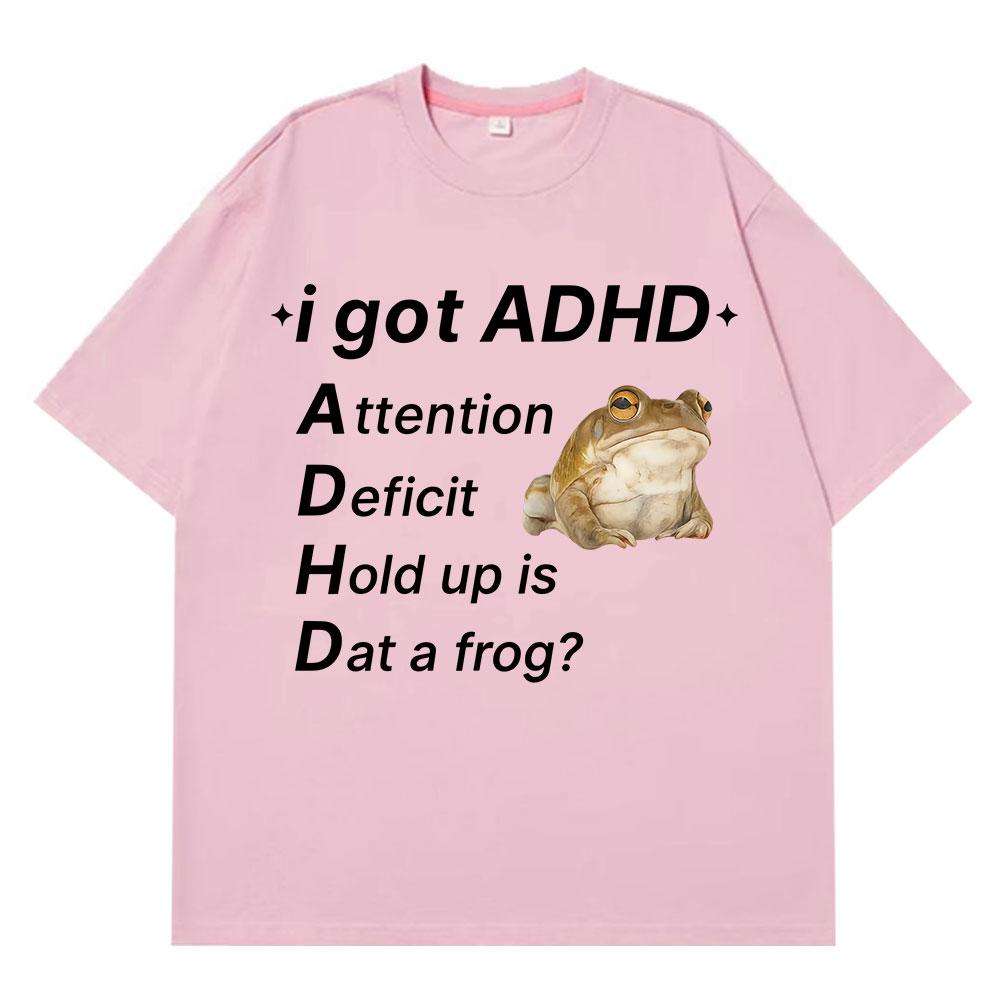 ADHD Frog Autism Funny Meme T Shirt Men Women Fashion Clothing Cotton Short Sleeve Harajuku Tshirts Casual Hiphop Tshirts