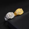 European and American Fashion Gold Diamond Studded Horse Head Men Ring Animal Ring