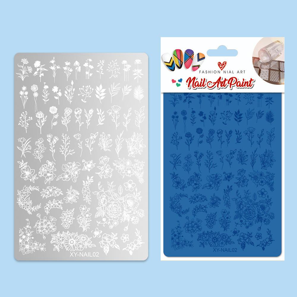 Nail Art Tool Printing Steel Plate Lace Transfer Butterfly Flower French Plaid Leopard Print Fireworks Year Of The Snake Pattern Template