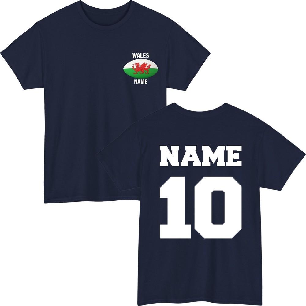 Personalised Six Nations Rugby TShirt Custom Name Wales Supporter Gift Tee S