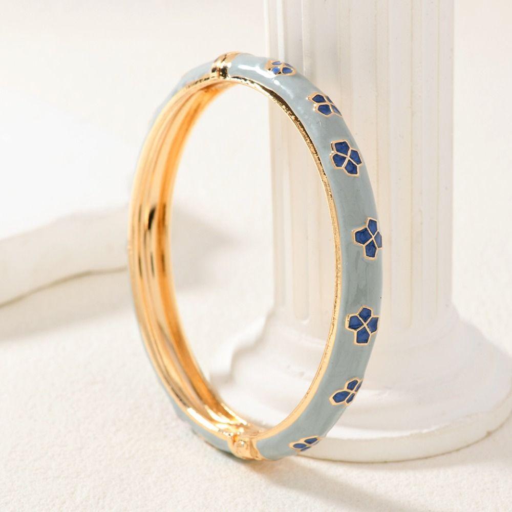 Enamel Vintage Cloisonne Bangle Traditional Women's Hand Bracelet Hollow Out Flower Bangle  Woman