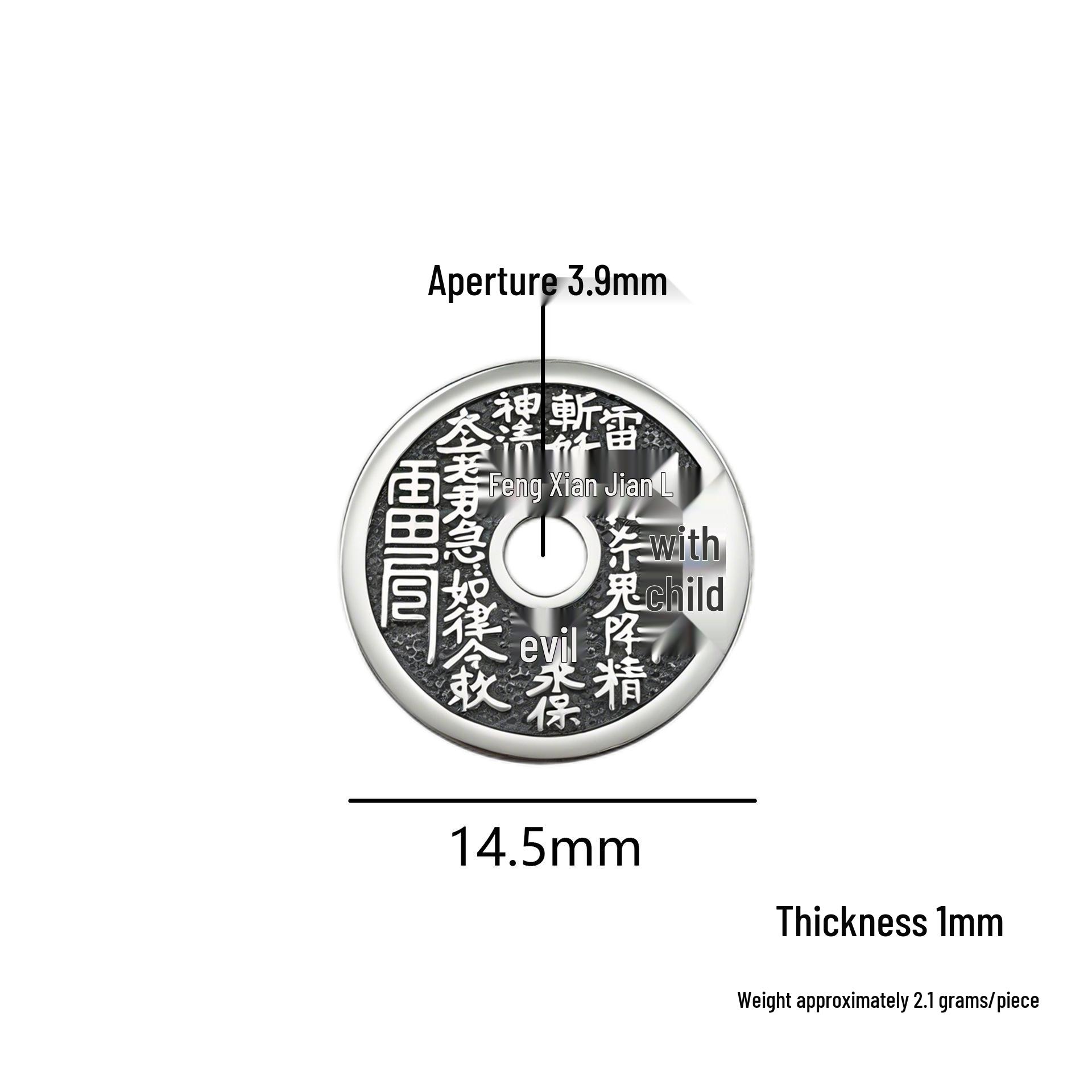 S925 Sterling Silver Shan Gui Hua Round Pendant Ring: Exquisite Retro Beaded Jewelry for DIY Hand-Braided Ropes. 14.5mm