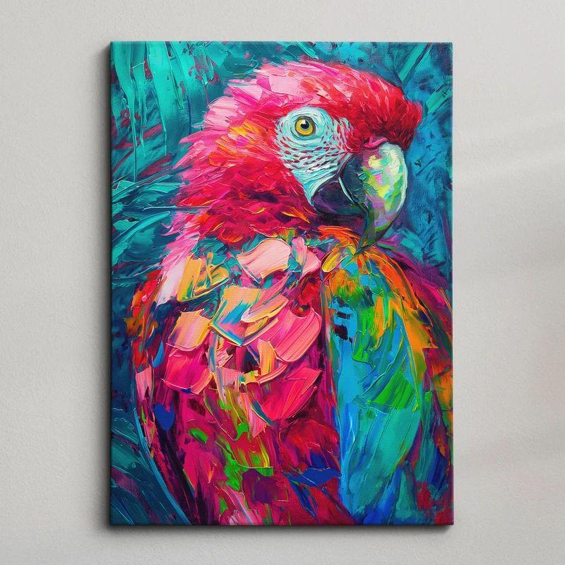 Tapestry colorful parrot abstract oil painting 75x100