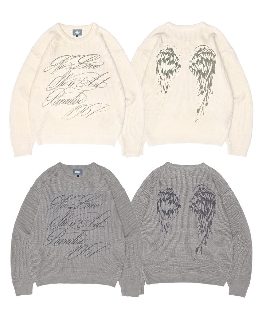 VIDEO JOCKEY Wing Knit Sweater [Charcoal]