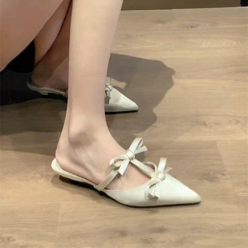 Fashion 2025 Summer New Closed Toe Women's Slippers Fashion Outdoor Dress Butterfly-knot Best Seller Elegant Comfortable High Heels