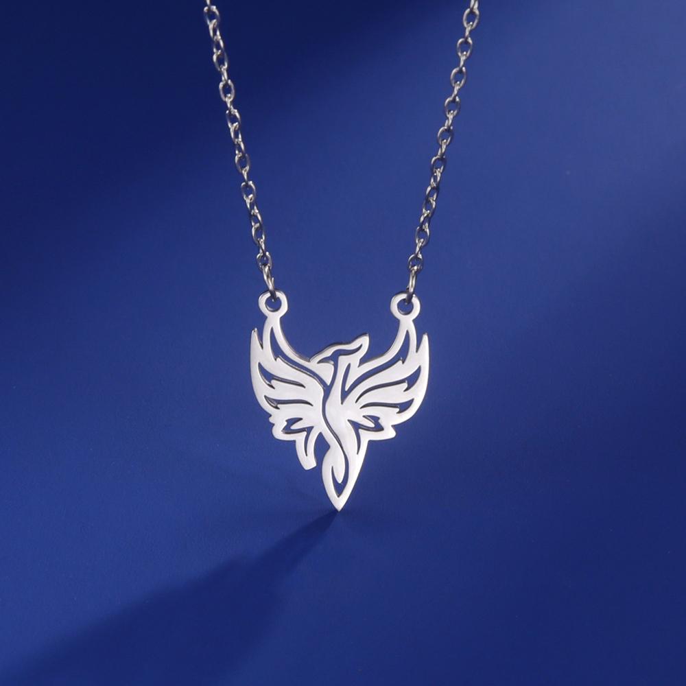 Dawapara Phoenix Guardian Animal Necklace Mythology Bird Pendant Protection Strength Symbol Stainless Steel Women Necklace