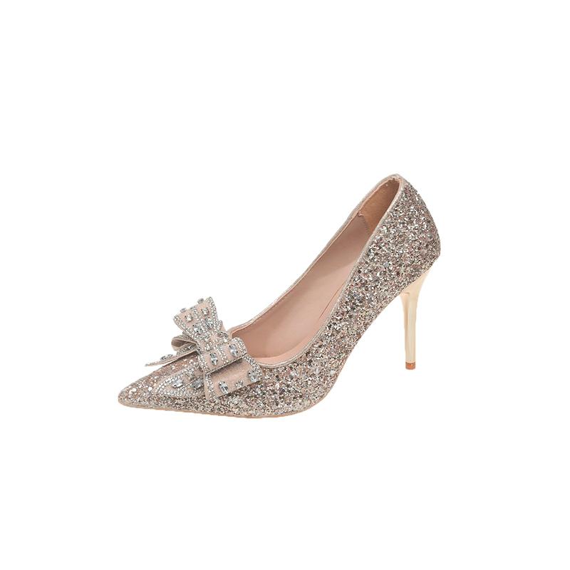 Fashion Bow Stiletto Single Shoes Autumn New Pointed Toe Shallow Mouth Anti-slip Wear-resistant High Heels