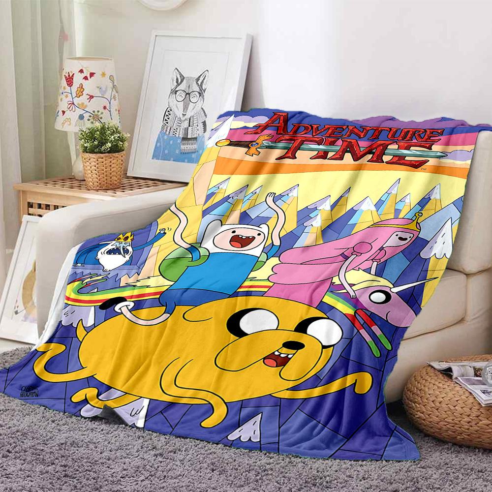 1pc Adventure Time Flannel Throw Blanket Lightweight Soft Warm All Season Blanket for Sofa, Bed, Travel,L1029045