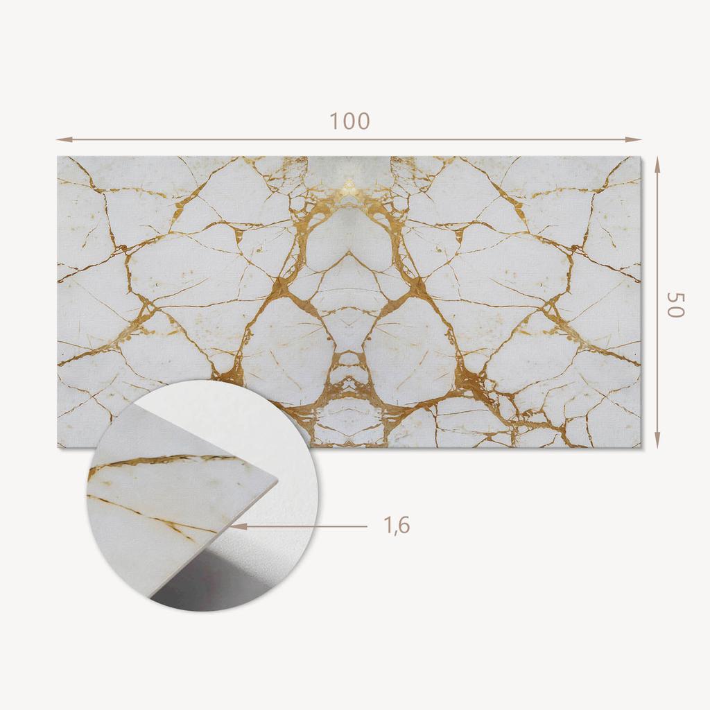 Decorative Vinyl Wall Panel with Print 100x50 Cm Elegant Marble with Veins