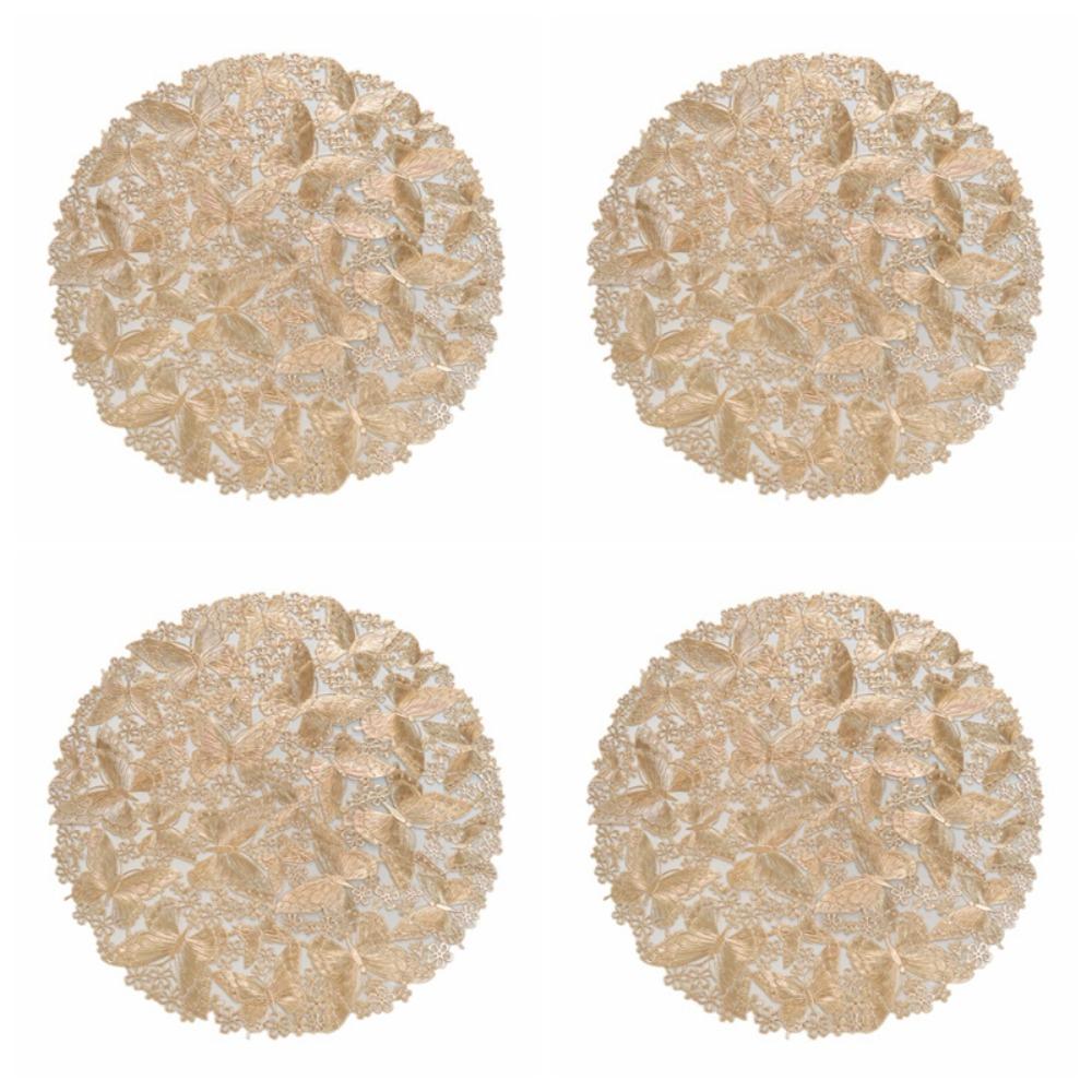 4PCS Heat Resistant Heat-Insulating Mat Round Non-Slip PVC Mat Coaster Dining Table золотой