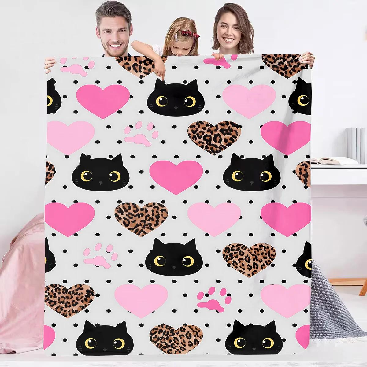 

Custom Blanket Black Cat Throw Blankets and Bedspreads Bedspread on the Bed Summer Comforter Anime Home Decoration Cooling Sofa 100x150cm