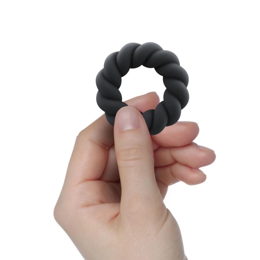 Rocks-Off - Liquid Silicone Twist Penis Ring Black