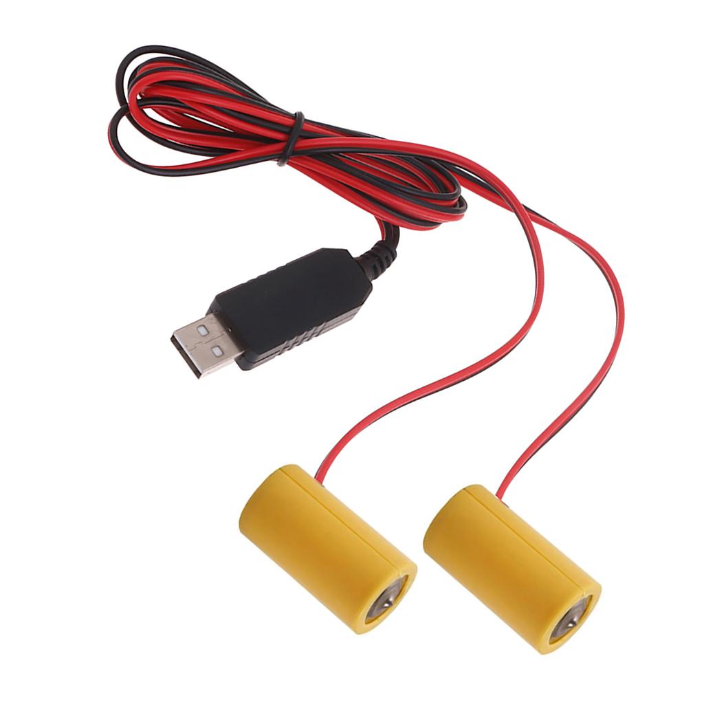 USB 5V2A to 1.5V1A LR14 C Battery Elimination Cable Convenient Dummy Battery Power Supply Adapter Cord for Toy Clock