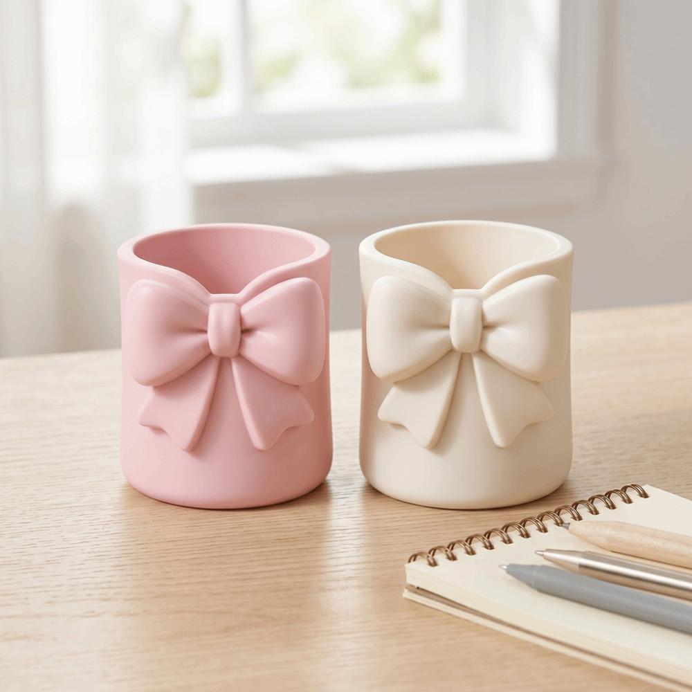3D Printed Pencil Storage Box Creative Makeup Brush Storage Case Bow Pen Holder Stationery