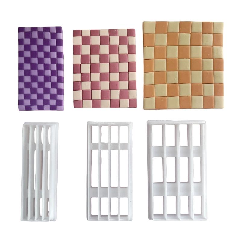 3Pcs Geometric Clay Earring Cutter Gridded Clay Cutter for Earrings Making, Clay Earring Cutter Tool for Jewelry Making