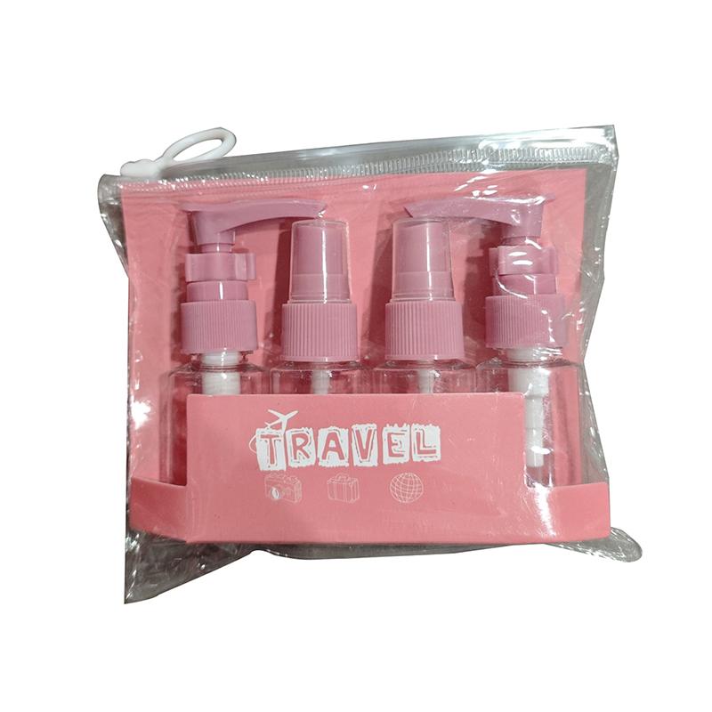 

4 шт./набор дорожные бутылочки с распылителем, бутылочка для лосьона, пустая бутылочка для шампуня, мини-баночка для крема для лица, прозрачный контейнер, предметы первой необходимости для путешествий розовый