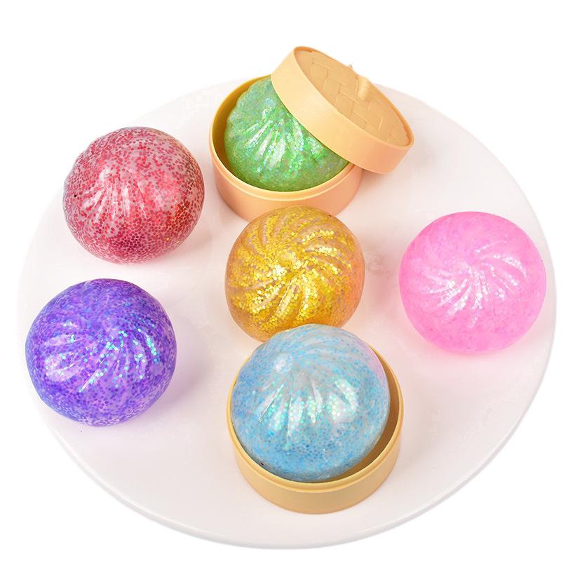 18PCS Steamed Bun Squishy Toys Decompression Slow Rebound Dumpling Stress Ball Fidget Toys for Kids Adult Party Gifts