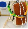 Women's Nylon Color Block One-Shoulder Crossbody Bag with Woven Lanyard, Lightweight and Stylish.
