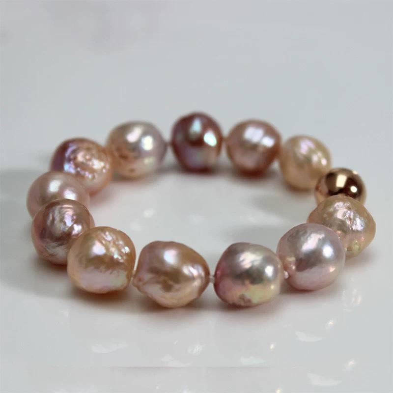 

Браслет из радужного жемчуга, браслет с натуральной пресноводной жемчужиной и сердечком, браслет с пряжкой в ​​стиле барокко, браслет из бисера, ювелирные изделия ручной работы, женский браслет 19cm