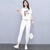 Moda Estiva Donna Tuta Sportiva in Seta Ghiaccio Ampia Giovanile Snellente Set Due Pezzi Abbigliamento Casual alla Moda