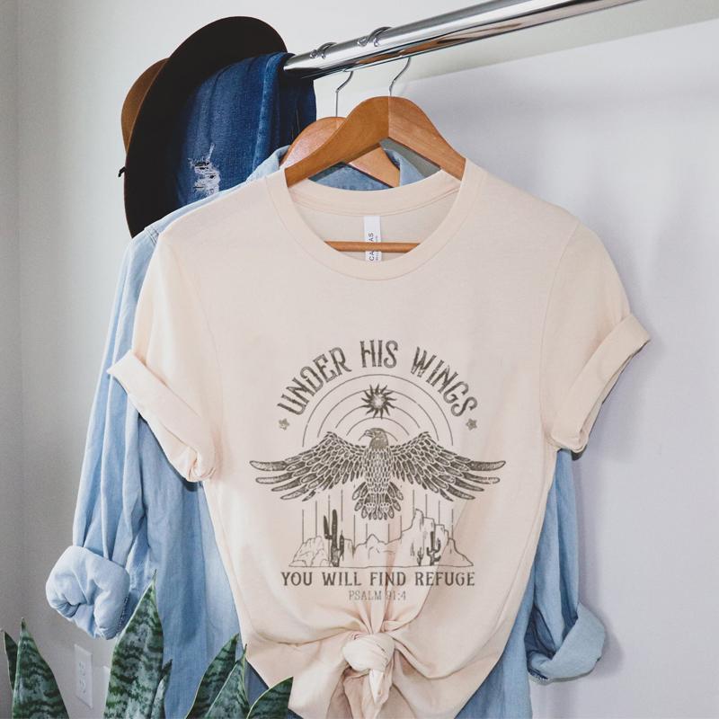 

Vintage Boho Eagle Print Christian TShirts Short Sleeve Bible Verse Tee Shirt Jesus Faith Graphic Tshirts Women Religious Tops 4XL