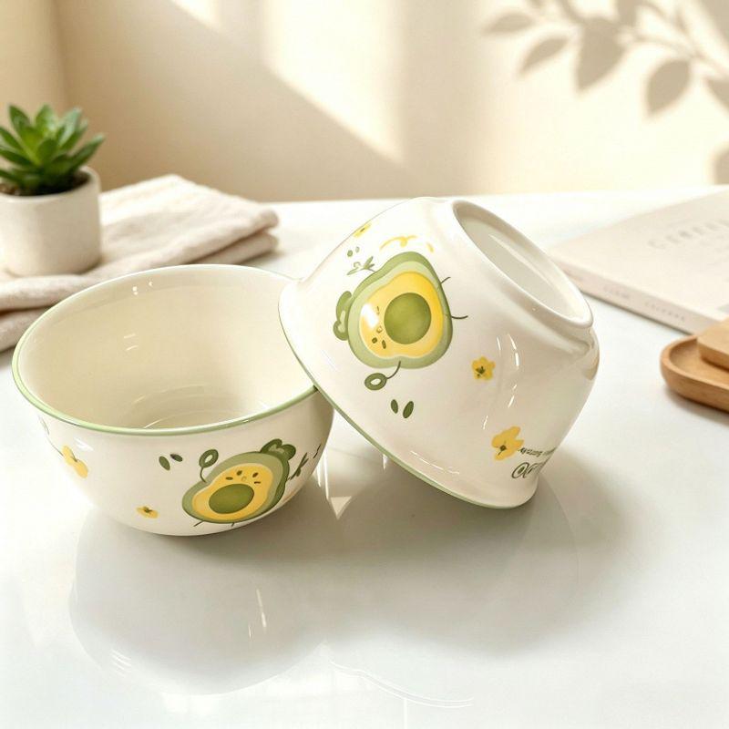 Adorable Avocado Ceramic Rice Bowl - Perfect for Home Dining and New Product Launch