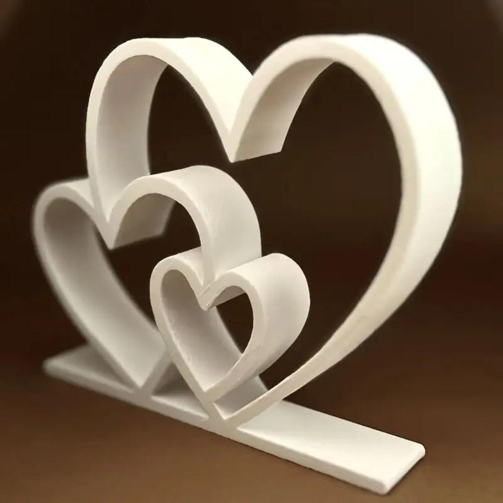 Romantic Heart-to-Heart Statue Plastic Love Heart Figurine Heart-shaped Sculpture  Bookshelf Decor