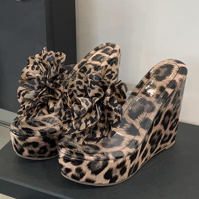 Fashion Eilyken Fashion PVC Transparent Platform Wedges Women Slippers Design Style Flower Leopard Print Open Toe High Heels Shoes