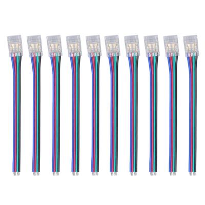 10Pcs LED Light Strip Connectors 4Pin 10mm RGB Strong Durable Safe PC COB LED Strip Connectors for Home Party Office