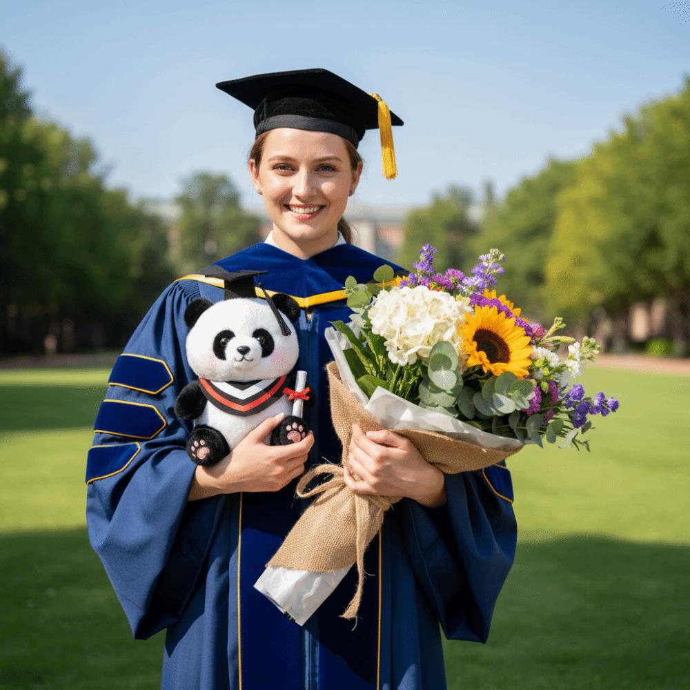 Soft Graduation Panda Plush Toy 25cm Plush Panda Ornaments Doctor Hat Panda Doll  Home Decor