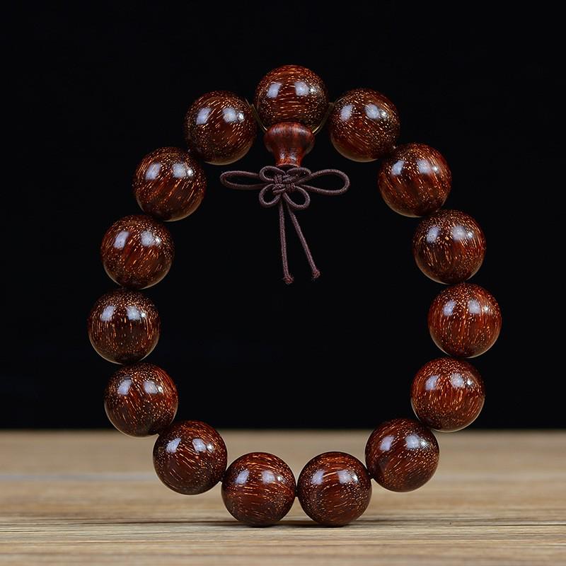 Náramek z korálků zambijského krvavého santalového dřeva a malolistého červeného santalového dřeva ve stylu Zlaté hvězdy