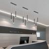 LED Restaurant Pendant Lamp Nordic Long Downlight Kitchen Dining Room Table Modern Black Hanging Chandelier Office Cafe Lighting