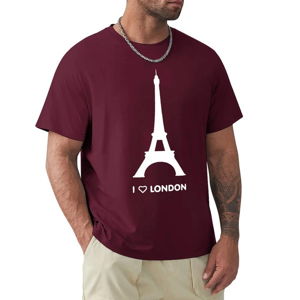 I Love London Eiffel Tower Funny Design T Shirt Harajuku Short Sleeve T-shirt 100% Cotton Graphics Tshirt Tops