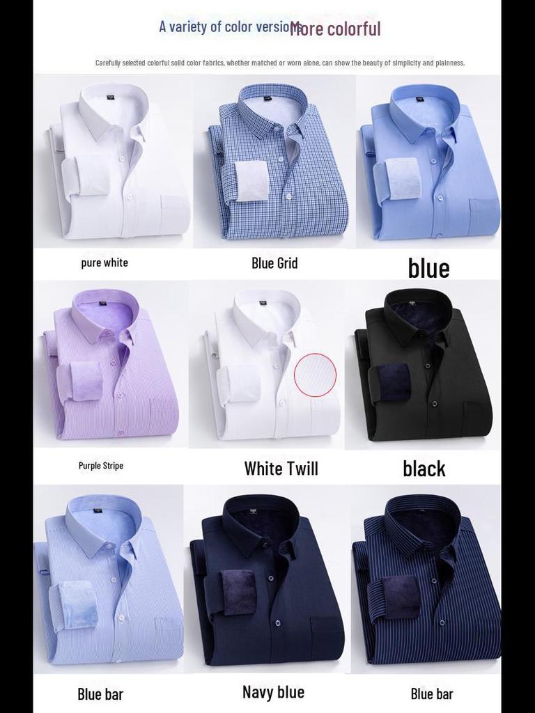 Men's Winter Plus Velvet Long-Sleeve Warm Shirt - Business Casual Gift for Middle-Aged Men