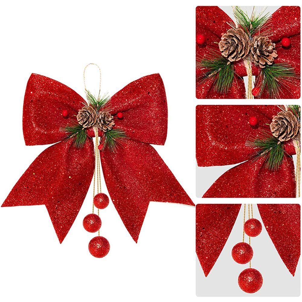 Cones Xmas Decorative Red Wreaths Durable Christmas Decoration Christmas Bow Bow Ties Home Ornament
